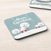 かわいい雪の家と木のクリスマス コースター (左側)