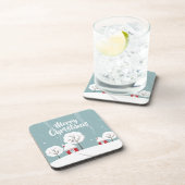 かわいい雪の家と木のクリスマス コースター (右側)