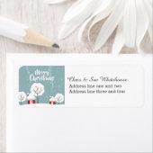 かわいい雪の家と木のクリスマス ラベル (インサイチュ)