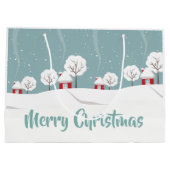 かわいい雪の家と木のクリスマス ラージペーパーバッグ (裏面)