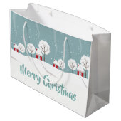 かわいい雪の家と木のクリスマス ラージペーパーバッグ (裏面アングル)