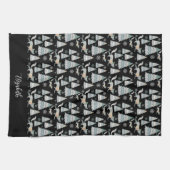 かわいい雪の森と魅力的キツネ キッチンタオル (横)