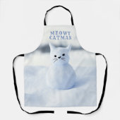 かわいい雪の猫 メオウィー キャットマス クリスマス キッチン エプロン (正面)