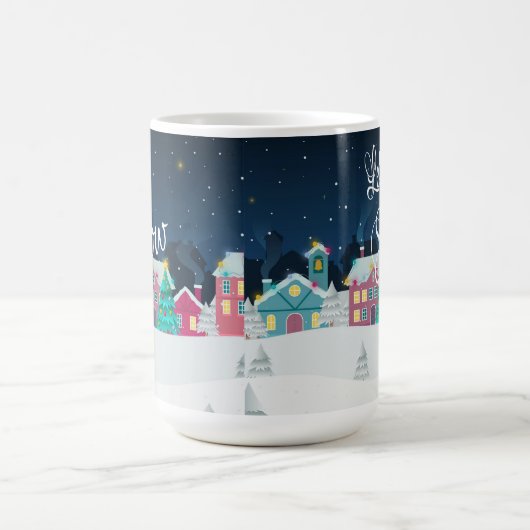 かわいい雪の町の風景クリスマス コーヒーマグカップ (中央)