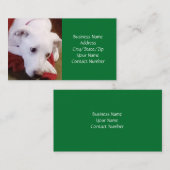 かわいい雪の白い子犬グリーンクリスマス 名刺 (正面/裏面)