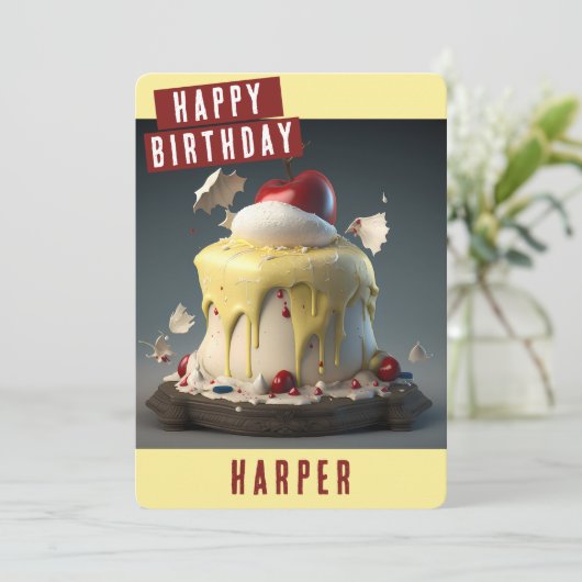 かわいい雪の白い誕生日カード シーズンカード (スタンド正面)