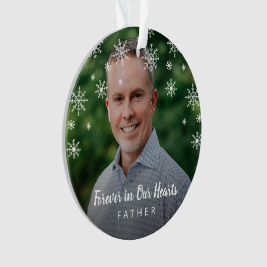 かわいい雪の結晶のお父さん写真記念 オーナメント (正面)