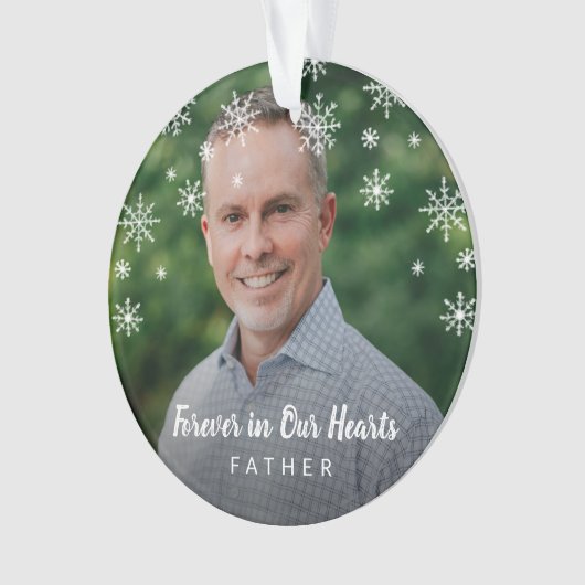 かわいい雪の結晶のお父さん写真記念 オーナメント (正面)