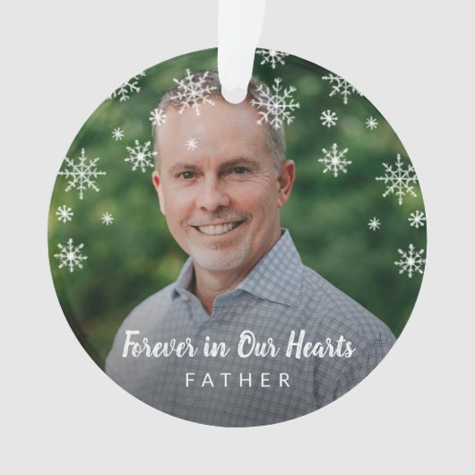 かわいい雪の結晶のお父さん写真記念 オーナメント (正面)