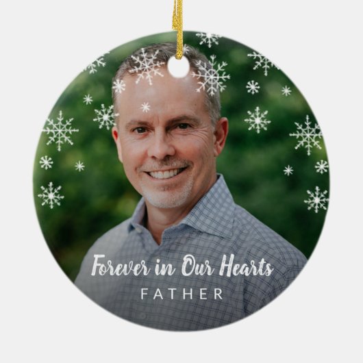 かわいい雪の結晶のお父さん写真記念 セラミックオーナメント (裏面)