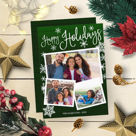 かわいい雪の結晶のクラシックなホリデーシーズン3枚の写真 招待状