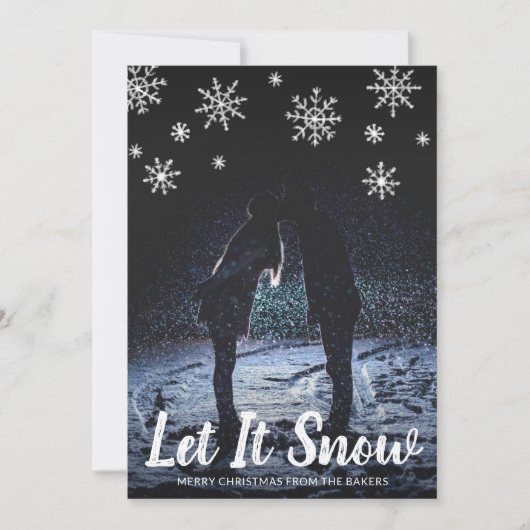 かわいい雪の結晶を入れて写真クリスマス シーズンカード (正面)