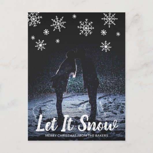 かわいい雪の結晶を入れて写真クリスマス シーズンポストカード (正面)