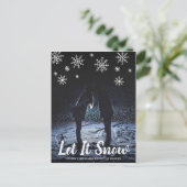 かわいい雪の結晶を入れて写真クリスマス シーズンポストカード (スタンド正面)