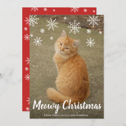 かわいい雪の結晶フォトキャットマイクリスマス シーズンカード (正面/裏面)