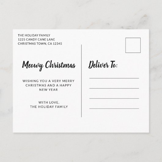 かわいい雪の結晶フォトキャットマイクリスマス シーズンポストカード (裏面)