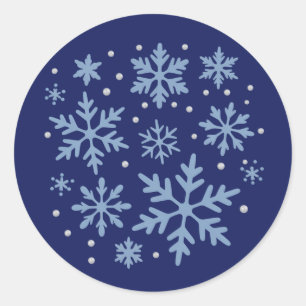 かわいい雪の結晶 クリスマス 冬 ホリデー もこもこ クリスマス ラウンドシール