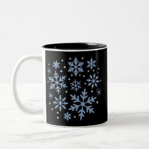 かわいい雪の結晶 クリスマス 冬 ホリデー もこもこ Xmas ツートーンマグカップ