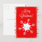 かわいい雪の結晶 メリークリスマス ポストカード (正面/裏面)