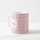 かわいい雪の結晶 名前のイニシャル クリスマス コーヒーマグカップ (正面左)