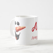 かわいい雪の雪だるまはっきりした顔名モノグラム コーヒーマグカップ (正面左)