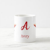 かわいい雪の雪だるまはっきりした顔名モノグラム コーヒーマグカップ (中央)