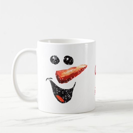 かわいい雪の雪だるまはっきりした顔名モノグラム コーヒーマグカップ (左)