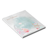 かわいい雪の青ピンクのクリスマスディアー冬 ノートパッド (アングル)
