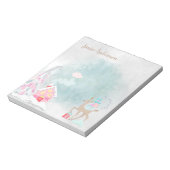 かわいい雪の青ピンクのクリスマスディアー冬 ノートパッド (回転)