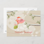 かわいい雪の鳥のクリスマスポストカード シーズンポストカード (正面/裏面)