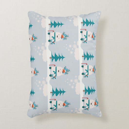 かわいい雪クマの子供たちクリスマス アクセントクッション (正面(垂直))