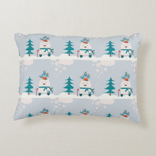 かわいい雪クマの子供たちクリスマス アクセントクッション (裏面)