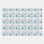 かわいい雪クマの子供たちクリスマス ラッピングペーパーシート (正面)