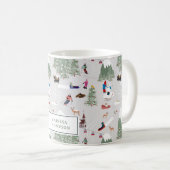 かわいい雪スキー山スキー場風景 コーヒーマグカップ (正面右)