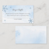 かわいい雪片ウィンターベビーシャワーおむつラッフル エンクロージャーカード (正面/裏面)