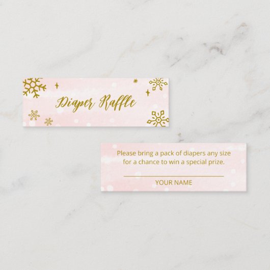 かわいい雪片ウィンターベビーシャワーおむつラッフル スキニー名刺 (正面/裏面)