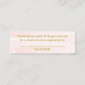 かわいい雪片ウィンターベビーシャワーおむつラッフル スキニー名刺 (裏面)