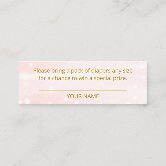 かわいい雪片ウィンターベビーシャワーおむつラッフル スキニー名刺 (裏面)