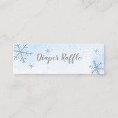 かわいい雪片ウィンターベビーシャワーおむつラッフル スキニー名刺 (正面)