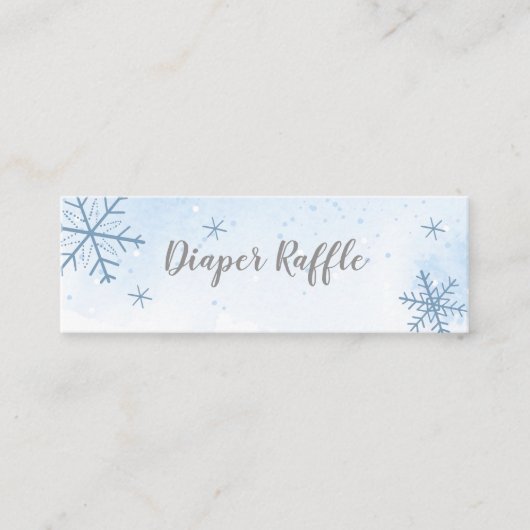 かわいい雪片ウィンターベビーシャワーおむつラッフル スキニー名刺 (正面)