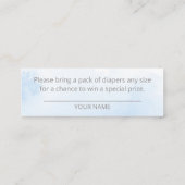 かわいい雪片ウィンターベビーシャワーおむつラッフル スキニー名刺 (裏面)