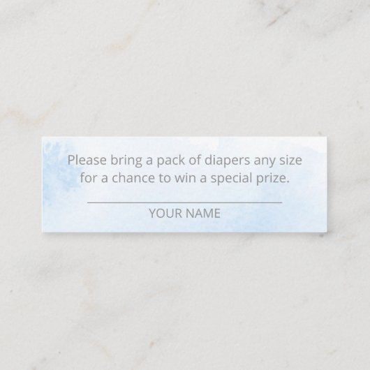 かわいい雪片ウィンターベビーシャワーおむつラッフル スキニー名刺 (裏面)