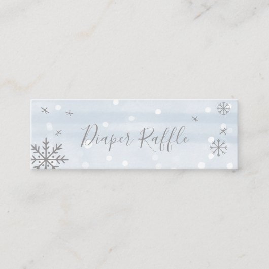 かわいい雪片ウィンターベビーシャワーおむつラッフル スキニー名刺 (正面)