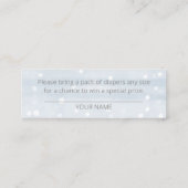 かわいい雪片ウィンターベビーシャワーおむつラッフル スキニー名刺 (裏面)