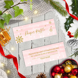 かわいい雪片ウィンターベビーシャワーおむつラッフルM スキニー名刺