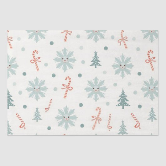 かわいい雪片パターン 薄葉紙 (正面)