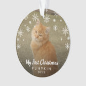 かわいい雪片フォトキャットマイ初めてのクリスマス オーナメント (正面)
