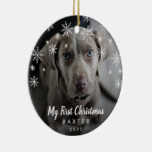 かわいい雪片フォトドッグマイ初めてのクリスマス セラミックオーナメント (右)