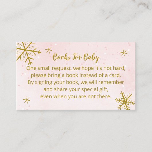 かわいい雪片ベビーシャワーブックベビーエンクロア エンクロージャーカード (正面)