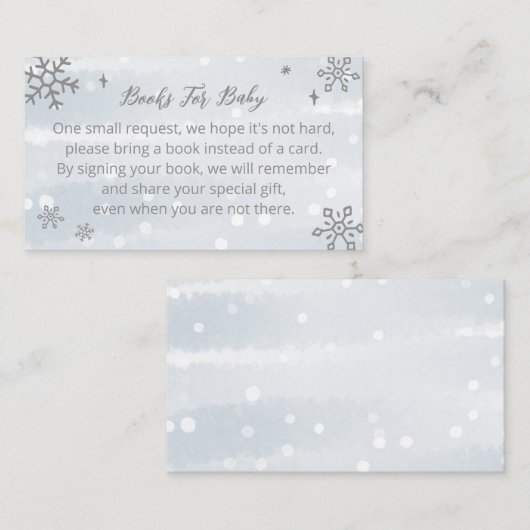 かわいい雪片ベビーシャワーベビー エンクロージャーカード (正面/裏面)